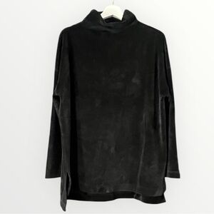 a new day Black Velvet Ribbed Turtleneck Top / Tunic XXL Cozy